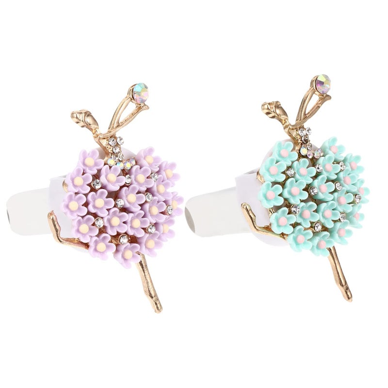 2 Pcs Car Perfume Clip Aroma Diffuser Ballet Girl Decor Diamond Ornament - Image 2