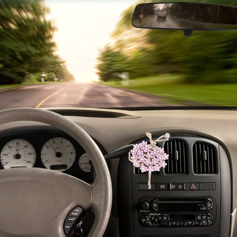 2 Pcs Car Perfume Clip Aroma Diffuser Ballet Girl Decor Diamond Ornament - Image 3