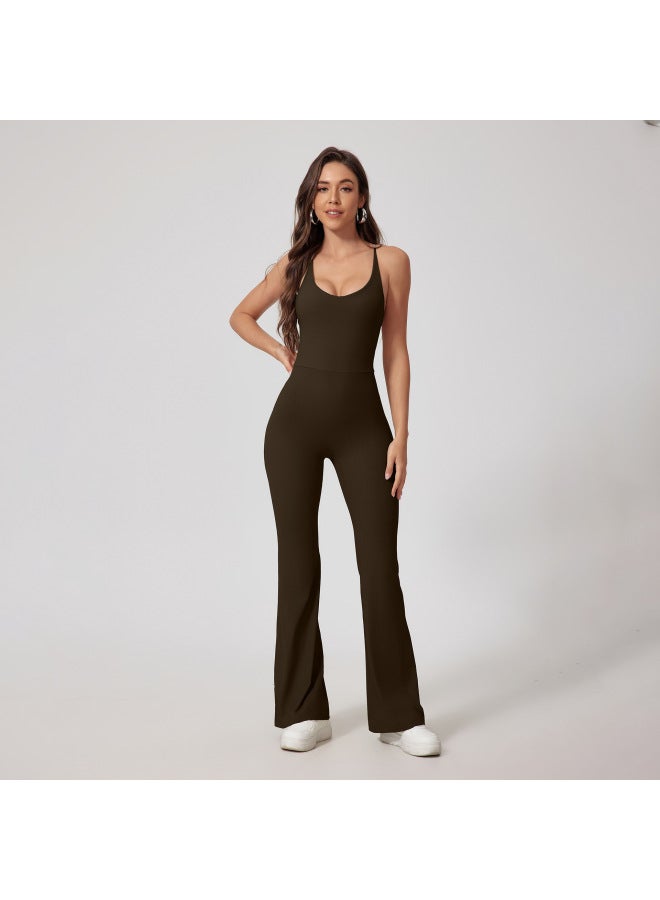 European And American Naked Feeling Thread Hollow Beautiful Back Tight Yoga One-piece Suit Hip Lifting Sports Fitness One-piece Suit - Image 2
