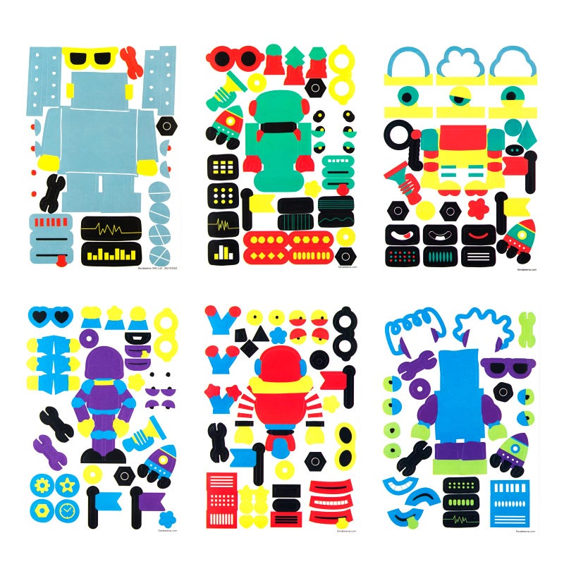 Serabeena Make Your Own Stickers  Robot Party Decorations  Over 700 Kid Friendly Stickers  24 Sheets 65 x 45
