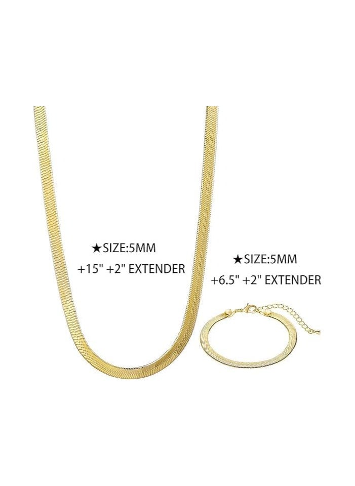 Fayrouz Jewellery Chain and chain set from Fayrouz Jewelry Zigzag Necklace for Women in 14K Gold Flat Double Zigzag in the Shape of a Back Chain Thin Chunky Chain  - Image 4