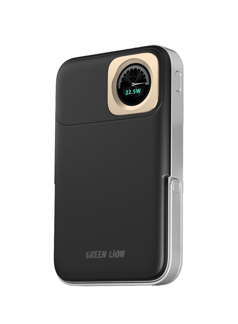 GREEN LION Volt Guage 10000 mAh MagSafe Power Bank with 2 USB-C Ports & Kickstand / PD 22.5W Fast Charging / Flight Approved / Digital Display / iWatch Wireless Charging - Black - Image 3
