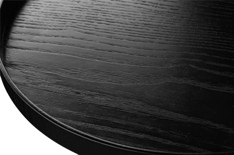 XKXKKE Round Solid Wood Serving Tray Extra Large Tea Coffee Snack Food Meals Serving Plate NonSlip Kitchen Party Bar Server Ottoman Tray Breakfast Tray with Raised Edges 18inch45cm Black - Image 2