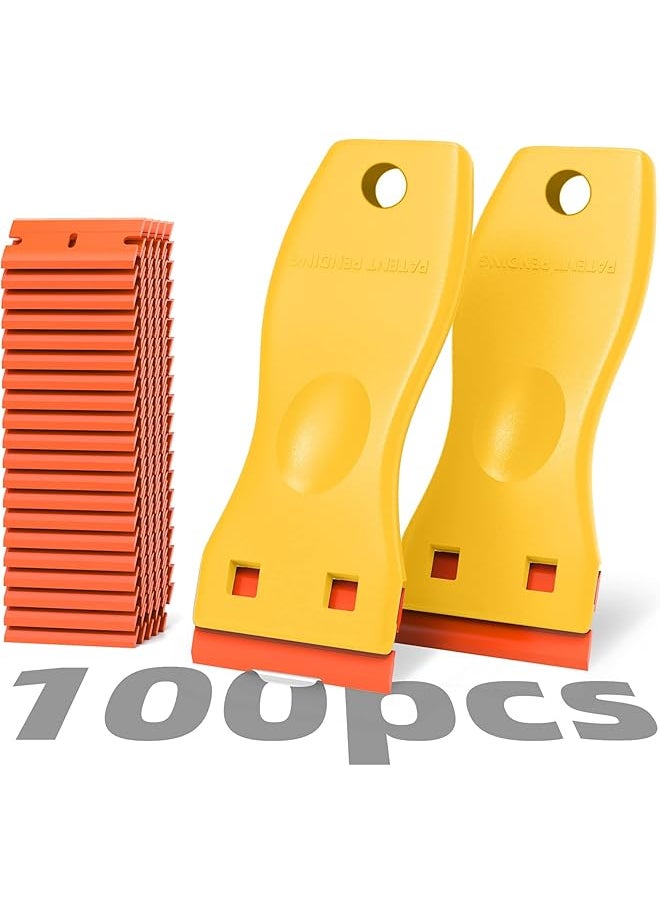 PROMASS 2-Pack Plastic Razor Blades Scraper, Sticker Remover for Glass and Car, Sticker & Adhesive Remover Tool  - Image 1