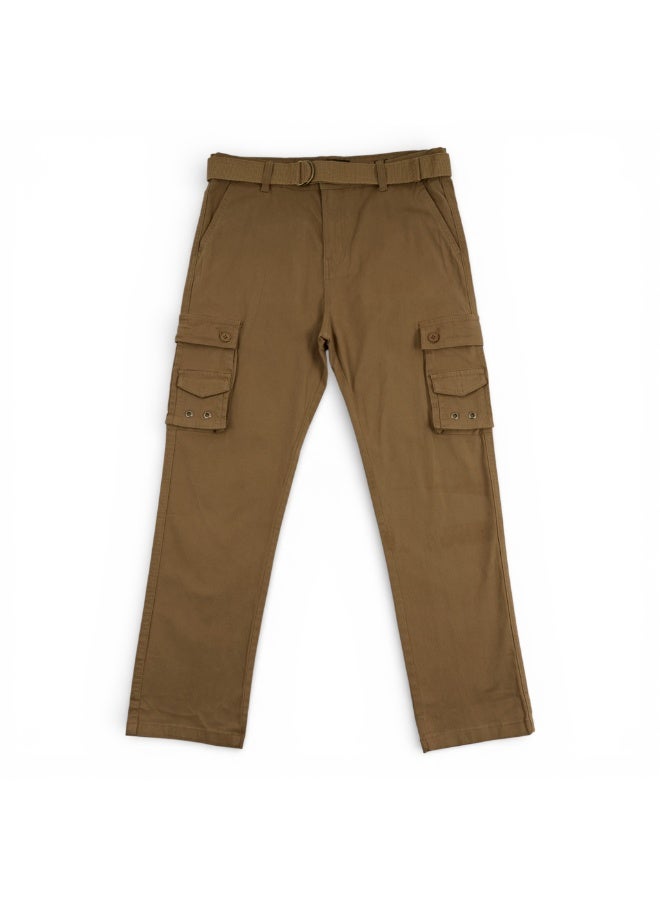 MARWAN Boys Twill Cargo Pants with Adjustable Waist Belt - Image 1