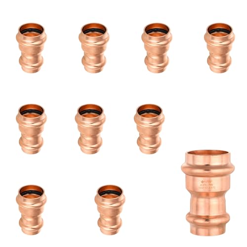 EFIELD Pack of 10 EFIELD 1 x 34 Copper Press Fit Coupling Fittings With Stop For Copper Tube Connection LBP DesignPRESS003 - Image 1