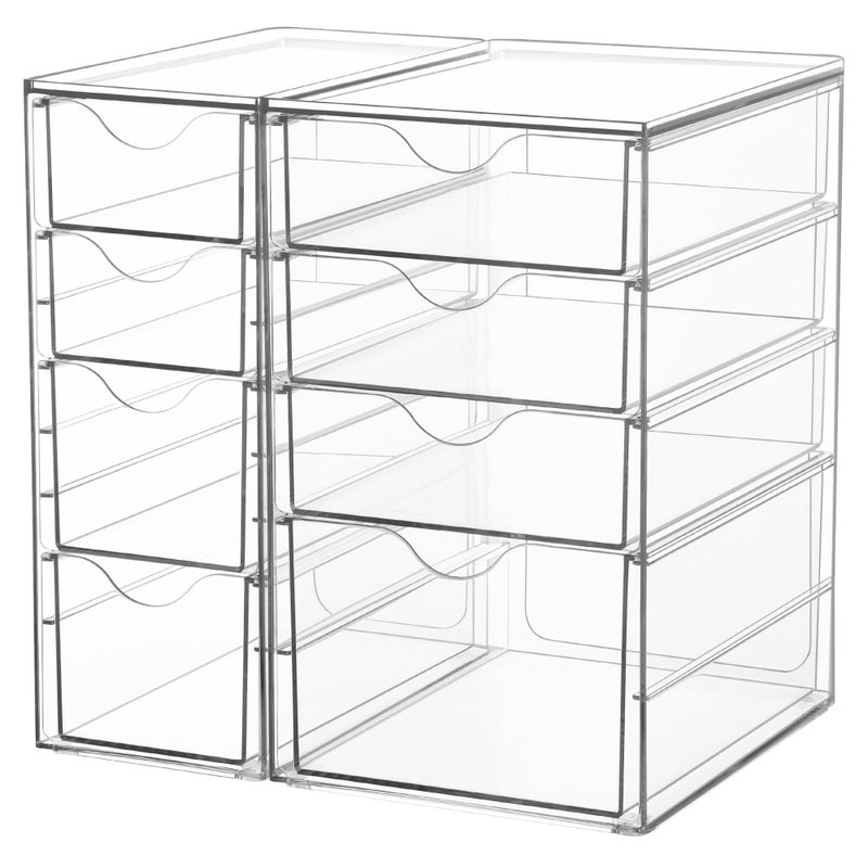 في توب مارت منظم أكريليك من Vtopmart مع 8 أدراج ومنظمات مكتبية وإكسسوارات منظمة مكياج شفافة وأدراج تخزين مقاومة للغبار لمستلزمات الأعمال الفنية المكتبية - Image 1