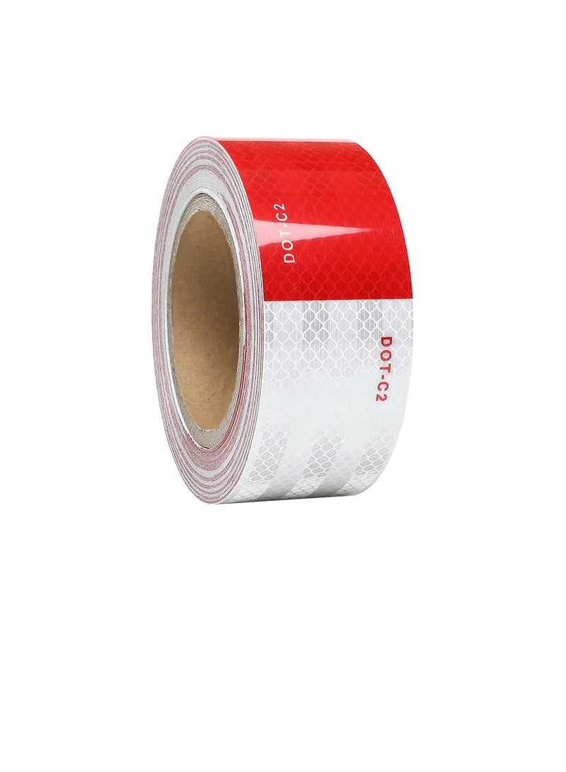 Reflective Safety Tape,2 in x 75ft Waterproof Red and White Adhesive Reflector Tape, Conspicuity Tape,Reflective Stickers for Trailers, RV, Camper, Boat Trailers, RV, Camper, Boat - Image 1
