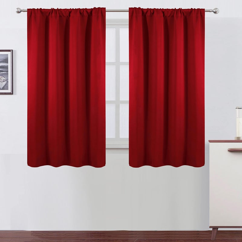 LEMOMO Red Blackout Curtains42 x 54 InchSet of 2 Panels Room Darkening Curtains for Bedroom