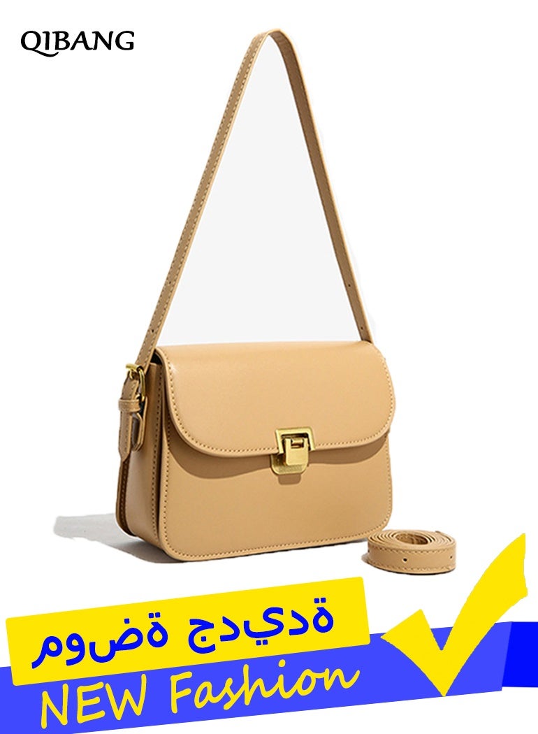 QIBANG Women's high-end elegant leather crossbody bag with adjustable shoulder strap, which can be converted into shoulder bag, small handbag with detachable shoulder strap. - Image 1