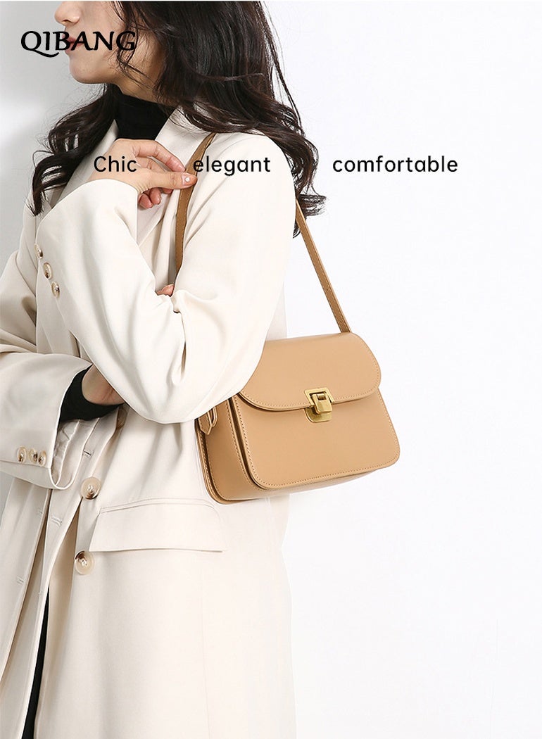 QIBANG Women's high-end elegant leather crossbody bag with adjustable shoulder strap, which can be converted into shoulder bag, small handbag with detachable shoulder strap. - Image 3