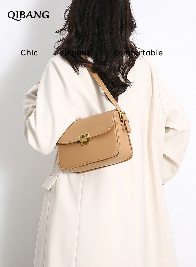 QIBANG Women's high-end elegant leather crossbody bag with adjustable shoulder strap, which can be converted into shoulder bag, small handbag with detachable shoulder strap. - Image 4