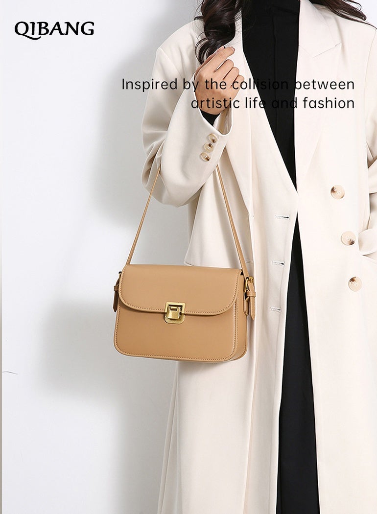 QIBANG Women's high-end elegant leather crossbody bag with adjustable shoulder strap, which can be converted into shoulder bag, small handbag with detachable shoulder strap. - Image 2