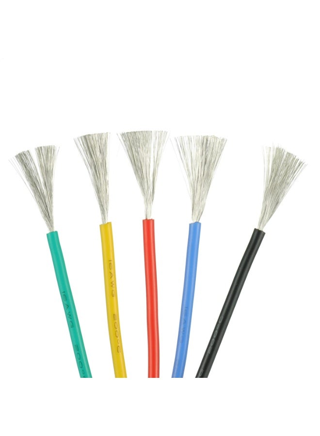 طقم أسلاك سيليكون عيار 22 AWG عدد 5 ألوان إجمالي 25 متر سلك نحاسي مرن متعدد الشعيرات ومقاوم للحرارة للمشاريع اليدوية - Image 4