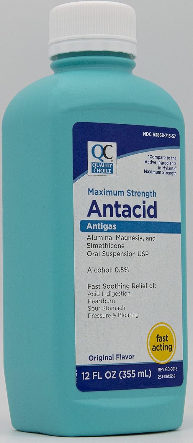 Quality Choice Maximum Strength Antacid Antigas Oral Suspension Original Flavor  12 Oz - Image 2