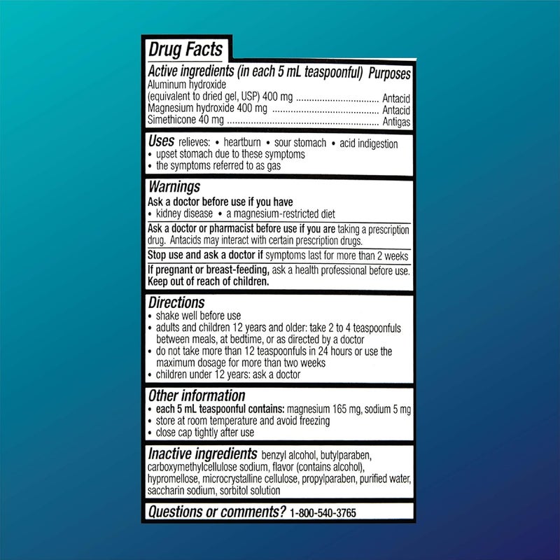 Quality Choice Maximum Strength Antacid Antigas Oral Suspension Original Flavor  12 Oz - Image 3