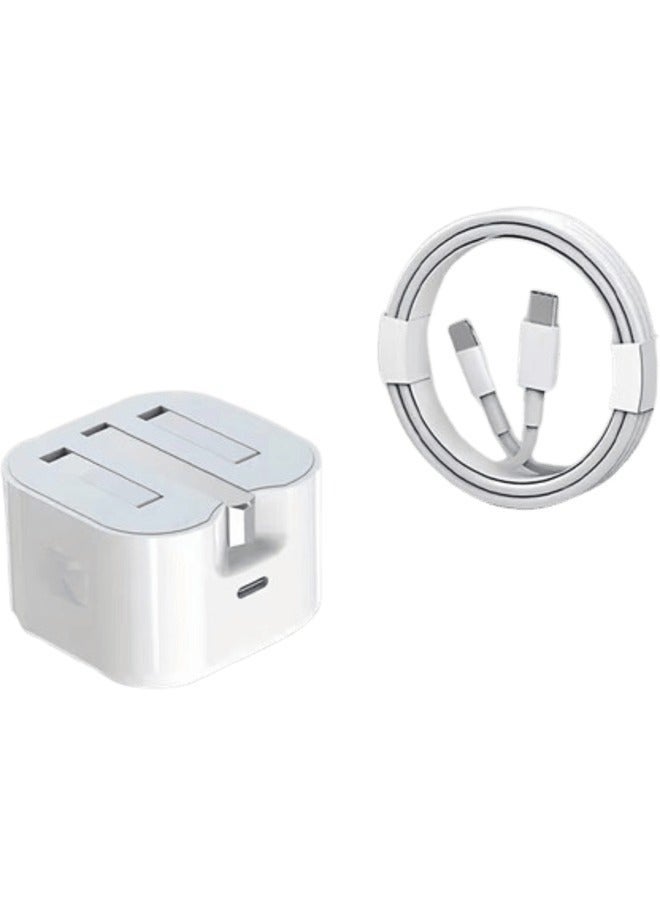 باور بلس شاحن سريع للآيفون بقوة 100 واط | شاحن حائط سريع بمنفذ USB C مع كابل USB C إلى Lightning ، أبيض - Image 1