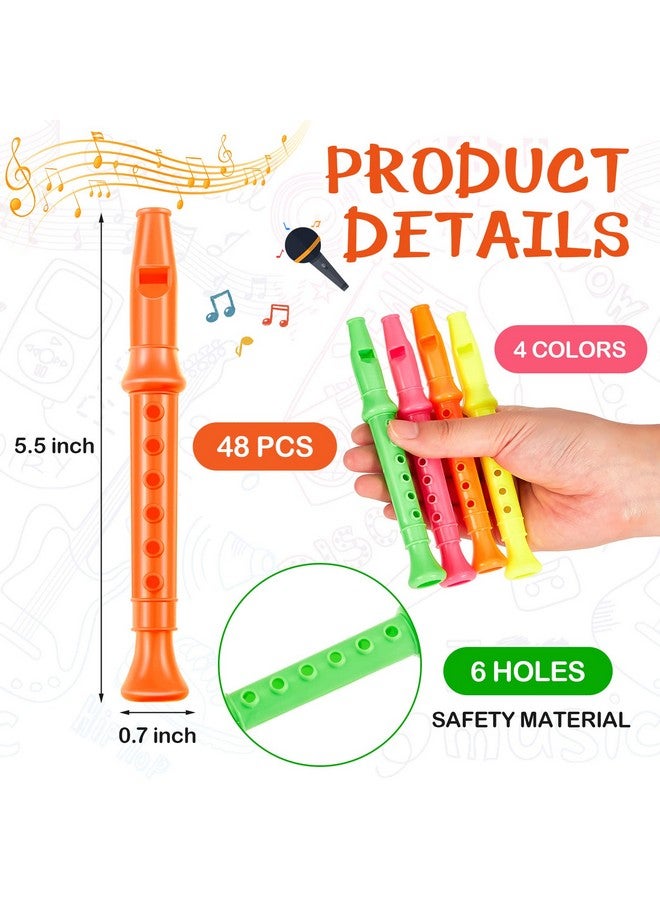 Fabbay 48 قطعة 6 ثقوب مسجلات بلاستيكية آلة موسيقية للأطفال مسجل موسيقي فلوت أدوات موسيقية لعبة لم favors حفلات الموسيقى هدايا للمبتدئين أداء المدرسة ألوان مختلطة - Image 3