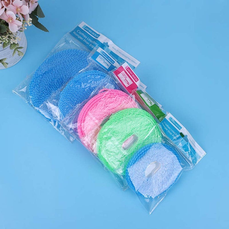Rhonnium AntiSlip Clothes Line Drying Nylon Rope with Hooks - Image 1