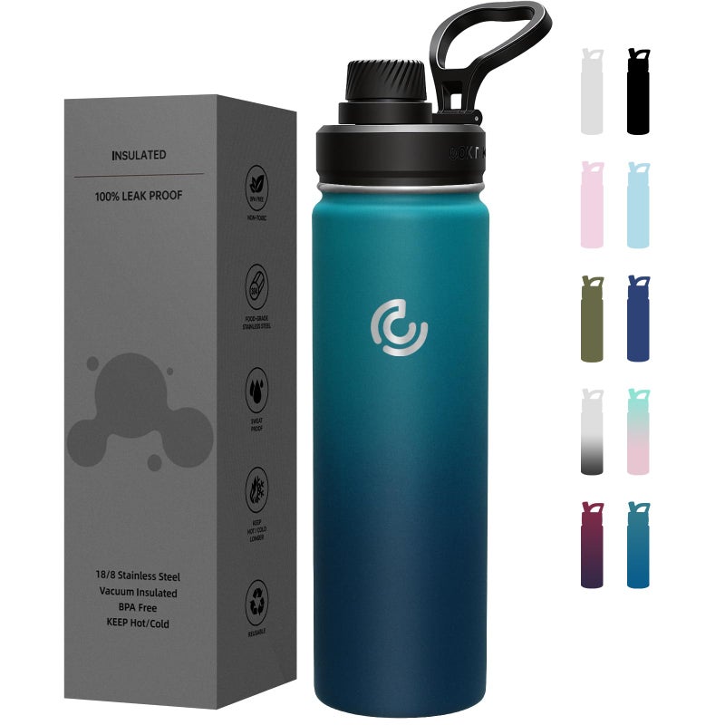 Sports Water Bottle 40oz Insulated Water Bottle with HandleStainless SteelSimple ModernSuitable for Travel School Boy GirlDark Night