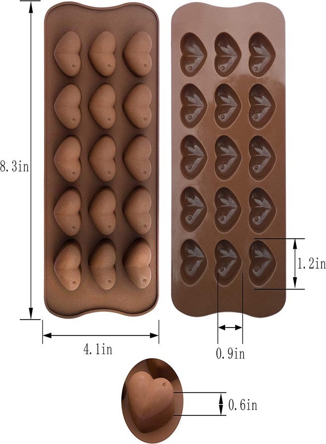 BAKERS 4U قالب شوكولاتة على شكل قلب ذو 15 تجويفًا، قالب سيليكون على شكل قلب لعيد الحب للشوكولاتة والحلوى المطاطية - Image 3