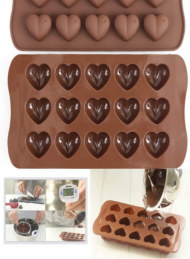 BAKERS 4U قالب شوكولاتة على شكل قلب ذو 15 تجويفًا، قالب سيليكون على شكل قلب لعيد الحب للشوكولاتة والحلوى المطاطية - Image 4