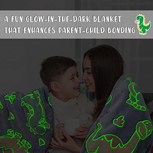 Gdindff Dinosaur Gifts Toys for Boys Girls - Glow in The Dark Dino Blanket Birthday Presents for Kids Toddlers Adults - Dinosaur Fleece Throw Blankets for Bedroom Decor 50"x60" - Image 4