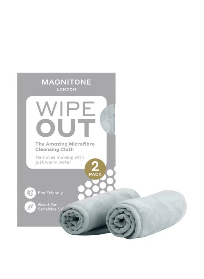 MAGNITONE London WipeOut Microfibre Cleansing Cloths Grey – 2 Pack - Image 1