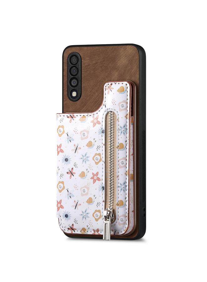 S-TOP Case For Samsung Galaxy A50 Retro Painted Zipper Wallet Back Phone Case - Image 1