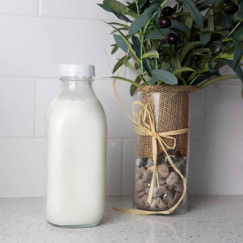 Fox Run Classic Glass Milk Bottle With Lid, 32 oz or 1 Quart Capacity - Image 2