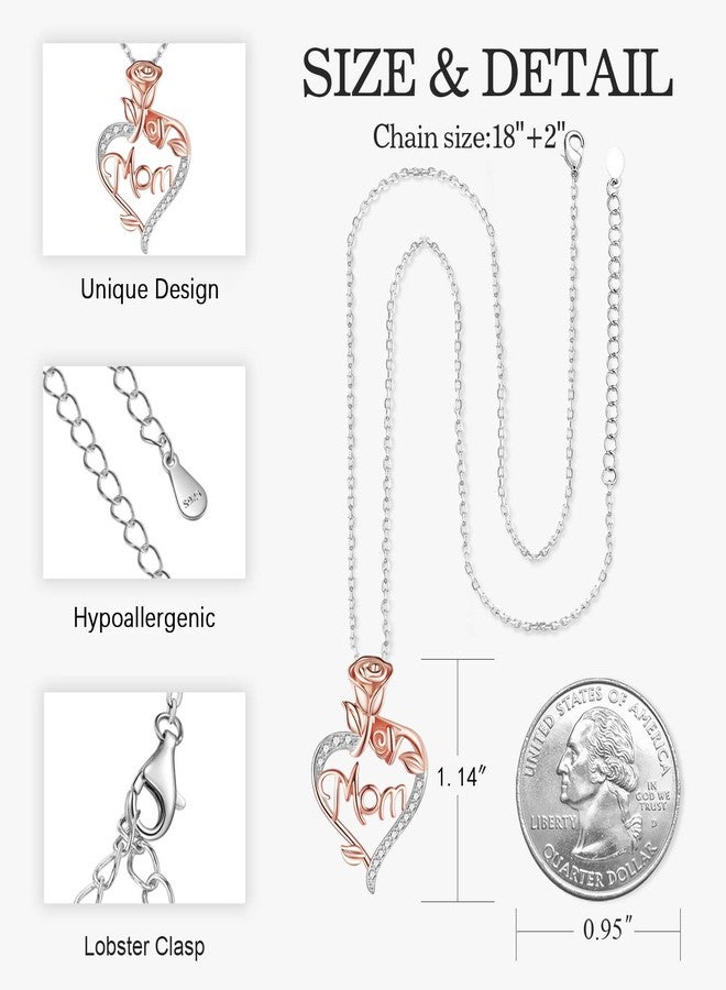 DESIMTION Gifts for Mom, Rose Heart Mom Necklaces for Women, Birthday Mothers Day Jewelry from Daughter Son - Image 4