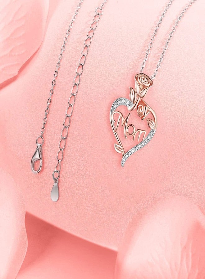 DESIMTION Gifts for Mom, Rose Heart Mom Necklaces for Women, Birthday Mothers Day Jewelry from Daughter Son - Image 5