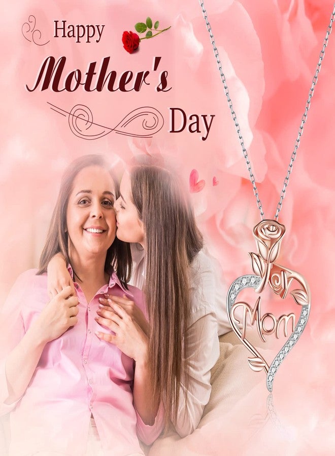DESIMTION Gifts for Mom, Rose Heart Mom Necklaces for Women, Birthday Mothers Day Jewelry from Daughter Son - Image 3
