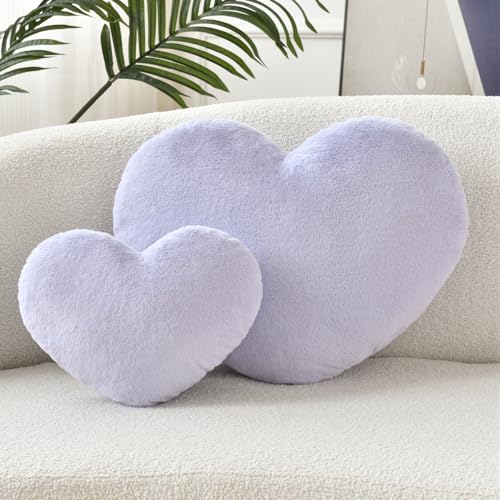 Petrella Heart Pillow Cute Fuzzy Pillows Throw Pillows for Bed Livingroom Home Decor Cushion Decorative Aesthetic Preppy Pillows Purple,Large 19"x15" - Image 2