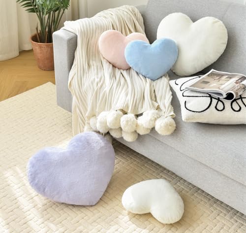 Petrella Heart Pillow Cute Fuzzy Pillows Throw Pillows for Bed Livingroom Home Decor Cushion Decorative Aesthetic Preppy Pillows Purple,Large 19"x15" - Image 5