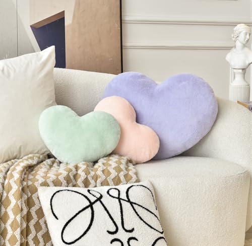 Petrella Heart Pillow Cute Fuzzy Pillows Throw Pillows for Bed Livingroom Home Decor Cushion Decorative Aesthetic Preppy Pillows Purple,Large 19"x15" - Image 3