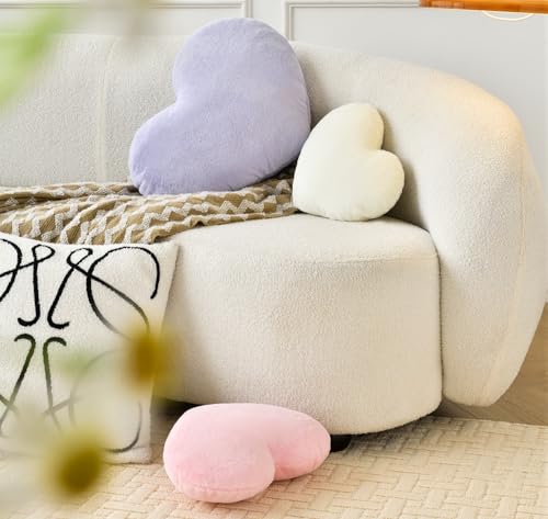 Petrella Heart Pillow Cute Fuzzy Pillows Throw Pillows for Bed Livingroom Home Decor Cushion Decorative Aesthetic Preppy Pillows Purple,Large 19"x15" - Image 4