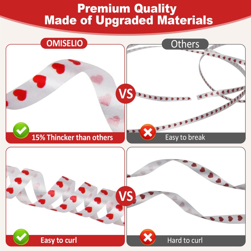 OMISELIO 500 Yard Valentine Ribbon, Heart Ribbon, White Curling Ribbon for Gift Wrapping, Valentines Day Ribbon, Balloon String, Ribbon for Balloons, Mother's Day, Anniversary, Christmas (1 Roll) - Image 4