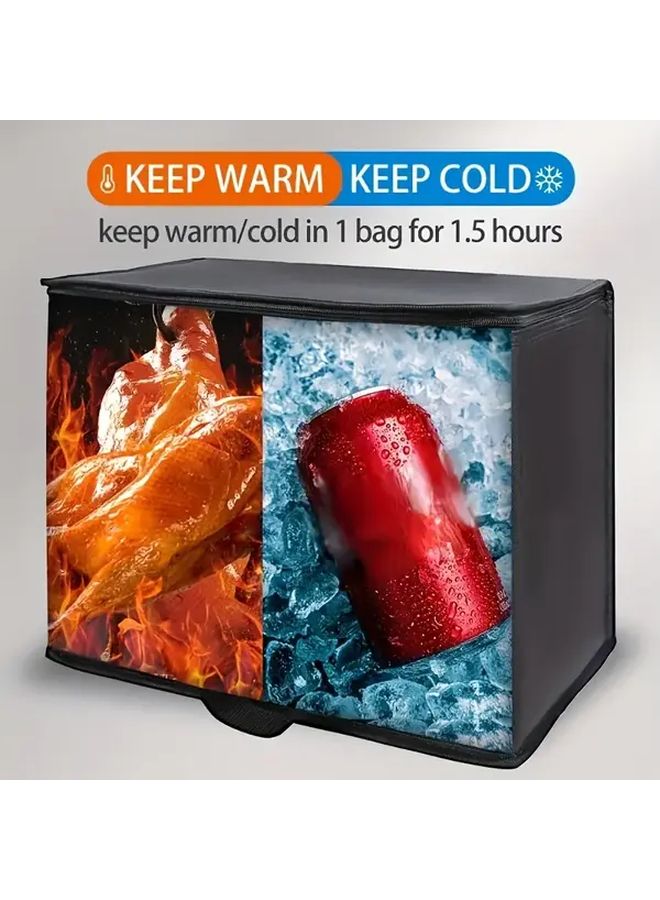 Large Capacity Insulated Cooler Bag Keeps Food Cold Hot For Hours Durable Black Design For Camping Picnics - Image 5