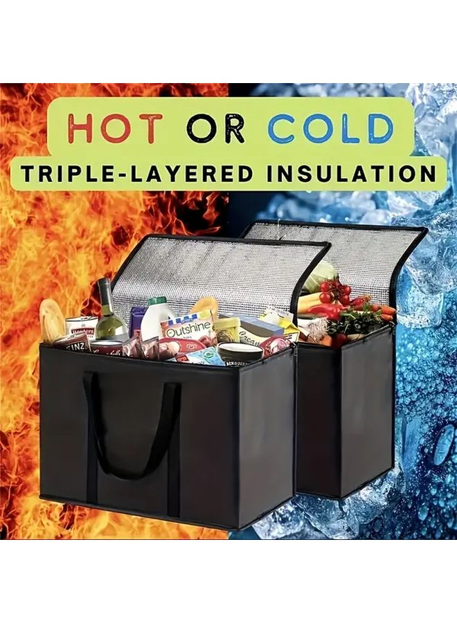 Large Capacity Insulated Cooler Bag Keeps Food Cold Hot For Hours Durable Black Design For Camping Picnics - Image 2