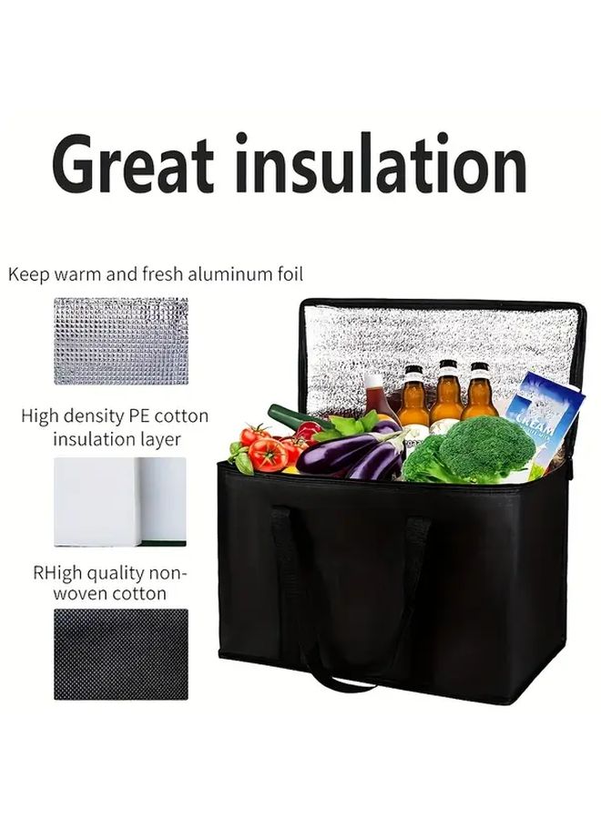 Large Capacity Insulated Cooler Bag Keeps Food Cold Hot For Hours Durable Black Design For Camping Picnics - Image 4