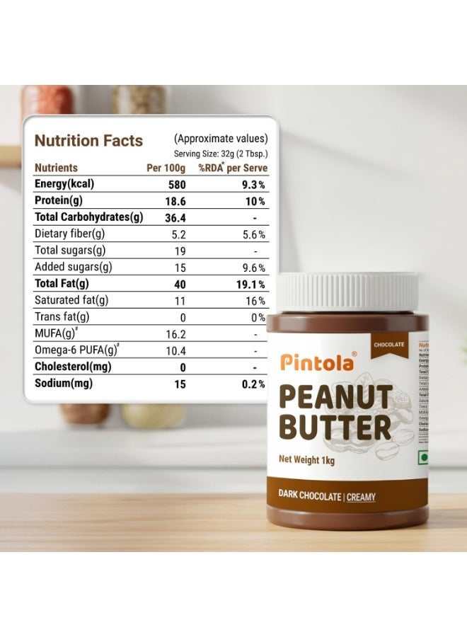 Pintola Peanut Butter Combo pack of Dark Chocolate Creamy (340g (pack of 2) - High Protein | Gluten Free | Vegan | Cholesterol Free - Image 2