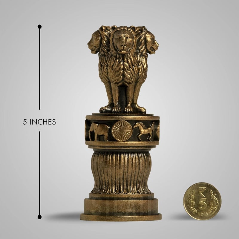SILAII Ashoka Pillar Sculpture - 5 INCH, Antique Bronze Colour - Image 3