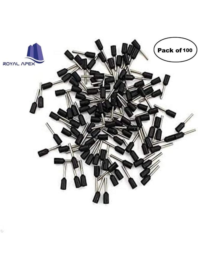Royal Apex Insulated Ferrules Terminal Block Cord End Wire Tubular Connector Electrical Crimp Cable Lugs Terminal Cable Crimp Cable Sleeve For Wire Connection Pack Of 100 1.5Mm E1508 Black - Image 2