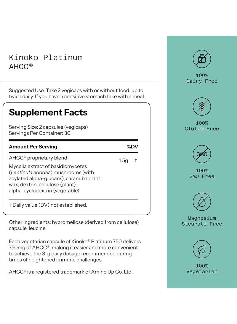 Quality of Life Kinoko Platinum AHCC 750 mg, 60 Vegicaps - Image 5