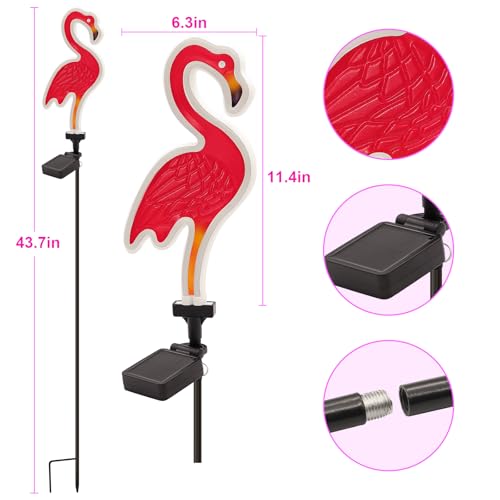 ANGMLN Solar Flamingo Pink Neon Light - 2Pack 42 inch Metal Garden Stake Lights, Flamingo Gifts for Women Path Lighting for Yard Lawn Patio Walkway Decor - Image 5