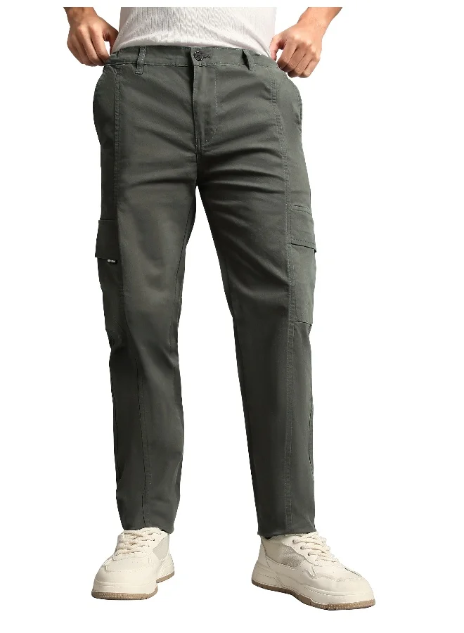 بيونغ Dark Grey Elasticated Cut and Sew Cargo Pants