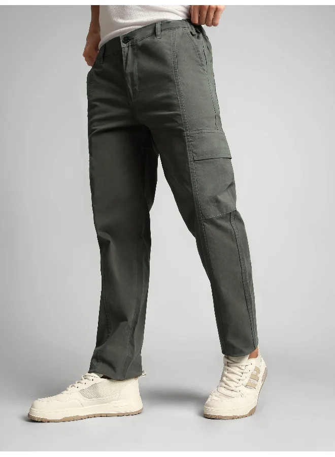 بيونغ Dark Grey Elasticated Cut and Sew Cargo Pants