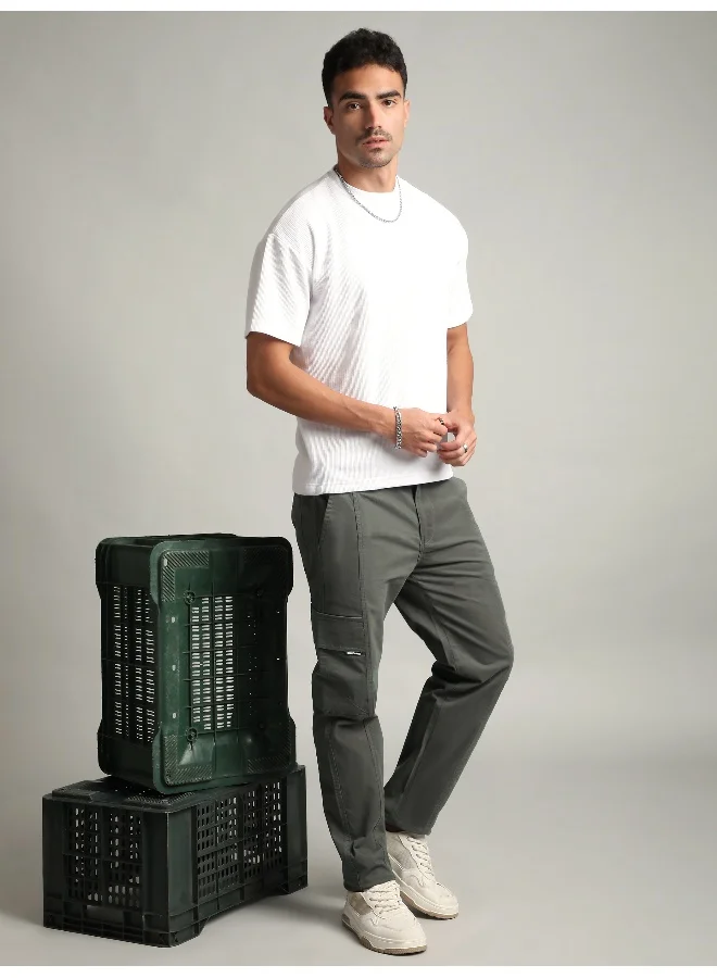 بيونغ Dark Grey Elasticated Cut and Sew Cargo Pants