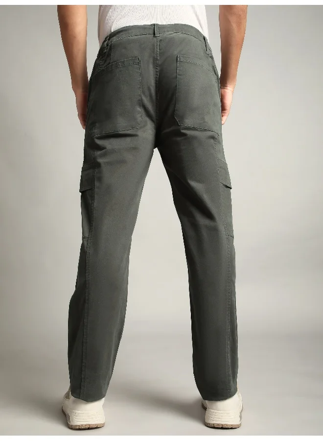 بيونغ Dark Grey Elasticated Cut and Sew Cargo Pants